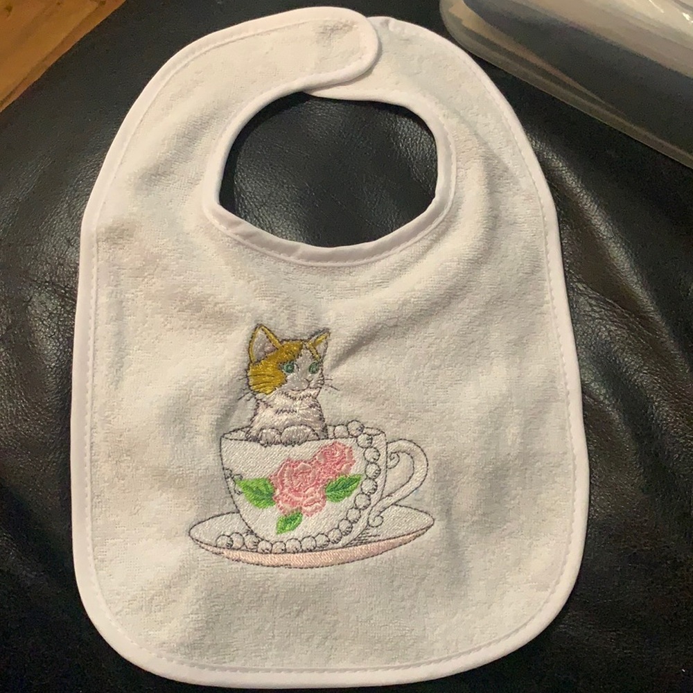 Embroidered Bib good for 3 months old  baby.
